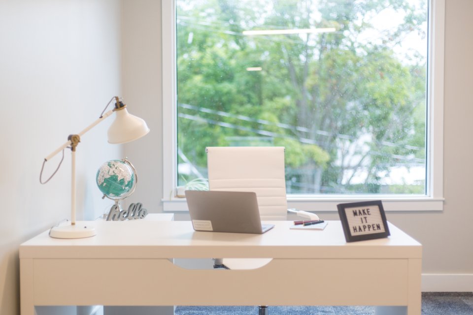 Freelancer working at a home office desk